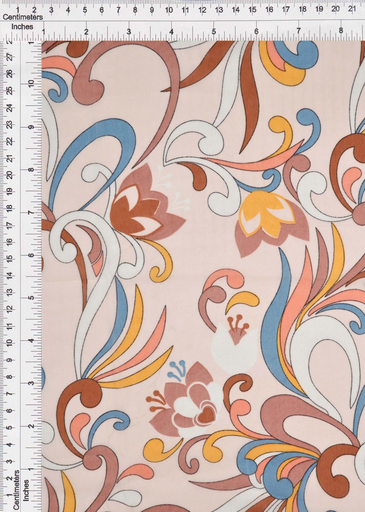 Printed Chiffon Pucci Print Fabric Blush Aqua