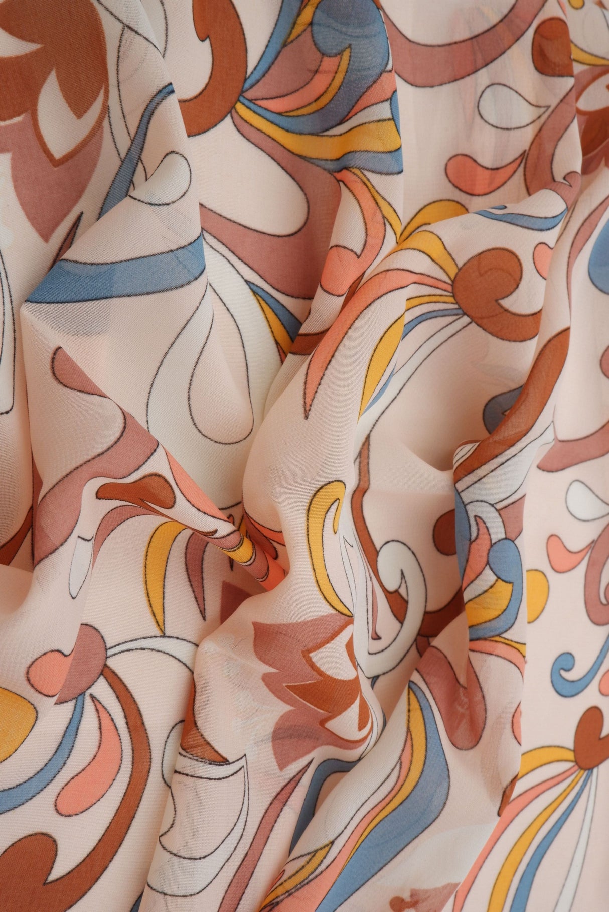 Printed Chiffon Pucci Print Fabric Blush Aqua