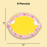 8 Ct. Lemonade Party Lemon-Shaped Dessert Plates 7" Summer Paper Plates