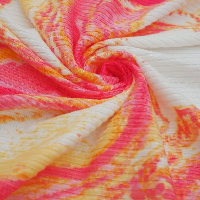 4x2 Yummy Rib Marble Print Fabric Soft Stretch Knit, 58/60" Wide