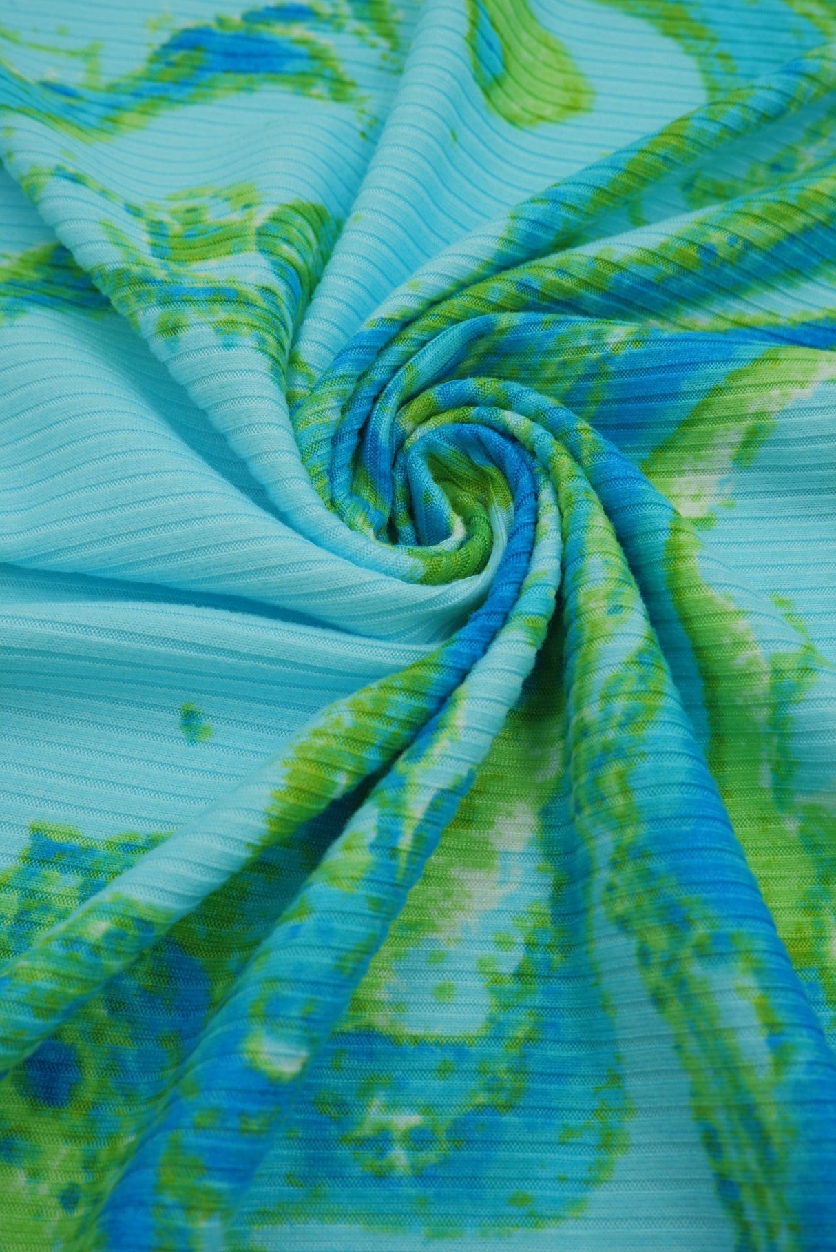 Rib Knit Marble Print Stretch Fabric