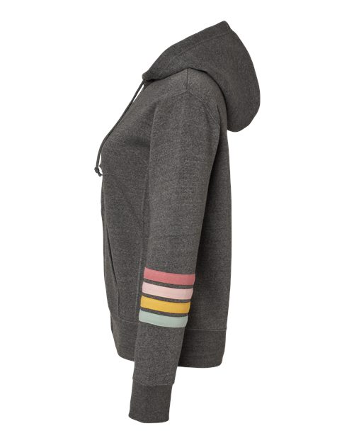 Women's Striped Sleeves Full-Zip Hooded Sweatshirt