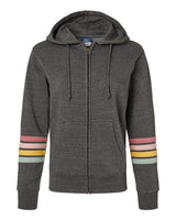 Women's Striped Sleeves Full-Zip Hooded Sweatshirt