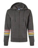 Women's Striped Sleeve Full-Zip Hooded Sweatshirt