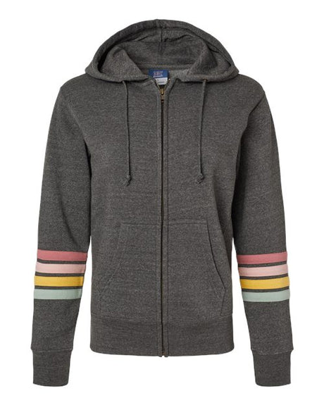 Women's Striped Sleeve Full-Zip Hooded Sweatshirt