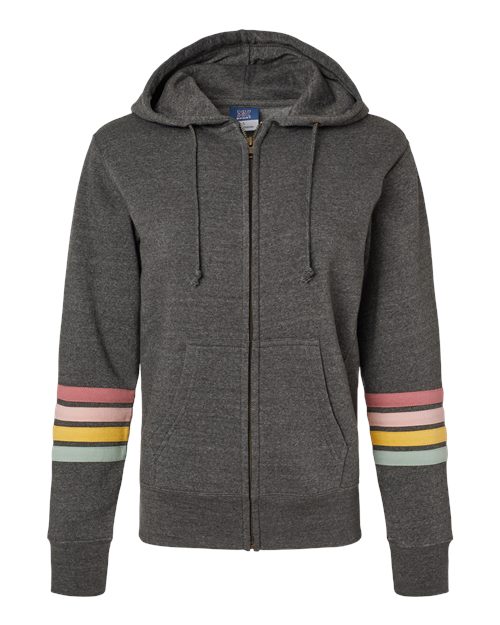 Women's Striped Sleeve Full-Zip Hooded Sweatshirt
