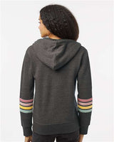 Women's Striped Sleeves Full-Zip Hooded Sweatshirt