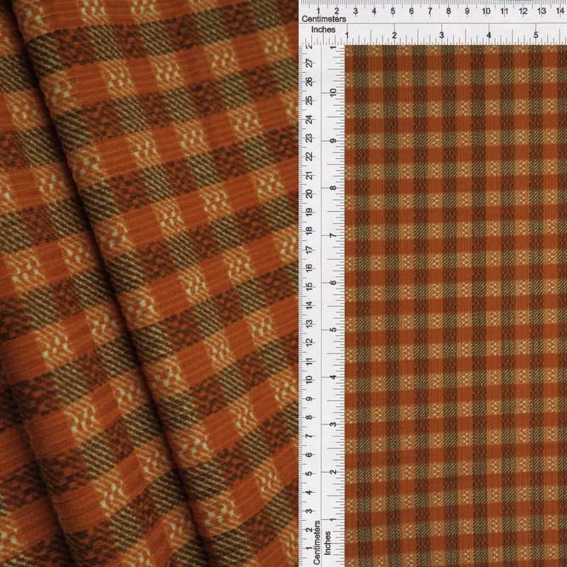 Gingham Check Yummy Rib Knit Fabric 1 Yard 4x2 Soft Stretch 58/60" Wide