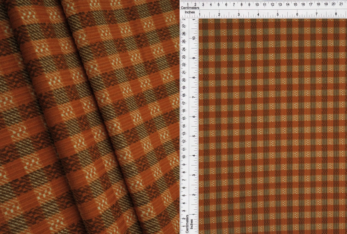 Gingham Check Yummy Rib Knit Fabric 1 Yard 4x2 Soft Stretch 58/60" Wide