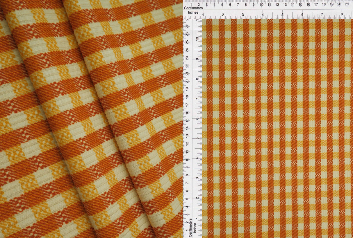 Checkered Rib Stretch Knit Fabric