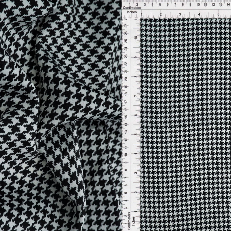 1 Yard Bubble Satin Houndstooth Print Fabric, 58/59'' Wide 97% Polyester, 3% Spandex