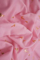 Tela de punto elástico French Terry con estampado de pájaros y foil, 58/60" de ancho
