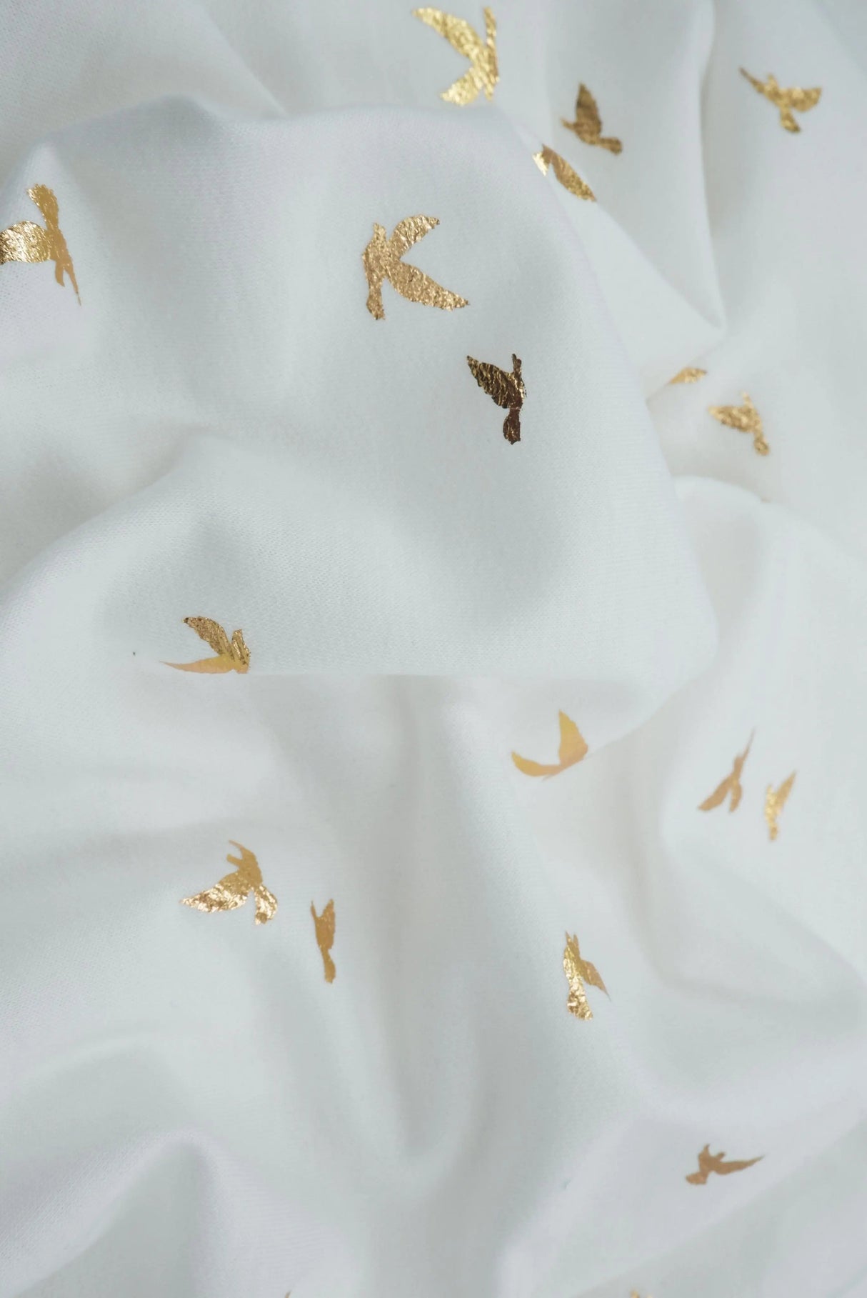 1 Yard Bird Foil French Terry Knit Fabric Soft Stretch 58 Inches Wide