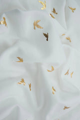 1 Yard Bird Foil French Terry Knit Fabric Soft Stretch 58 Inches Wide