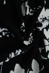 Floral Techno Crepe Knit Fabric Black White