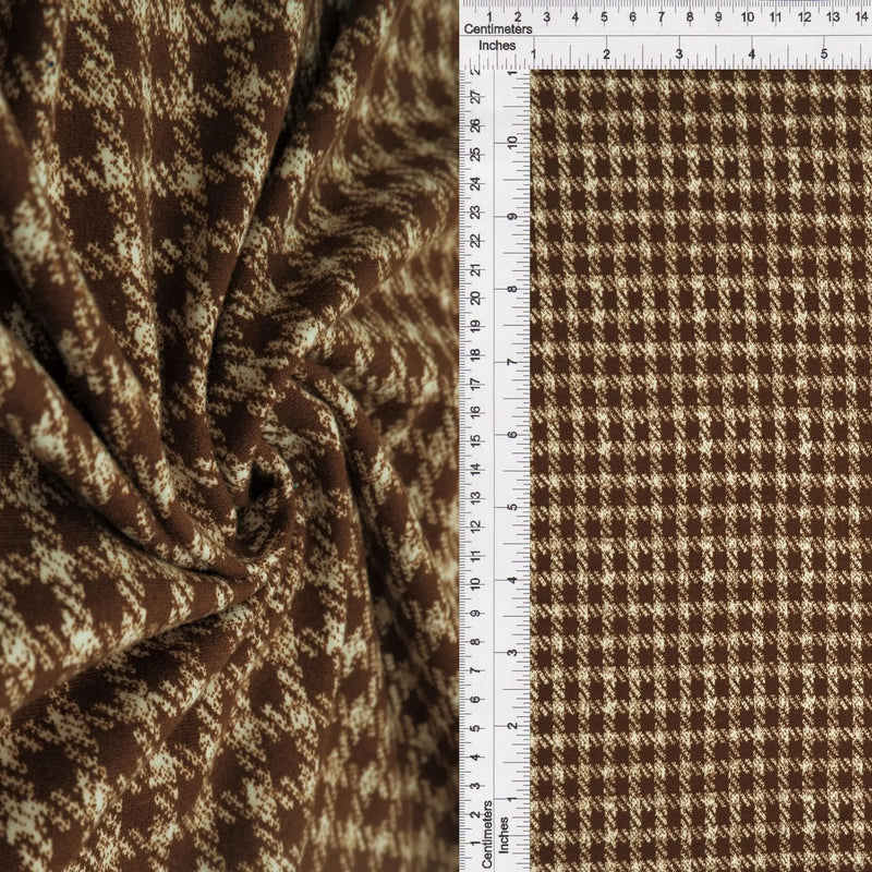 1 Yard Plaid Checker DTY Brushed Knit Fabric Soft Stretch 58/60 Inch Wide