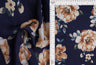 Floral Print Satin Woven Fabric Navy