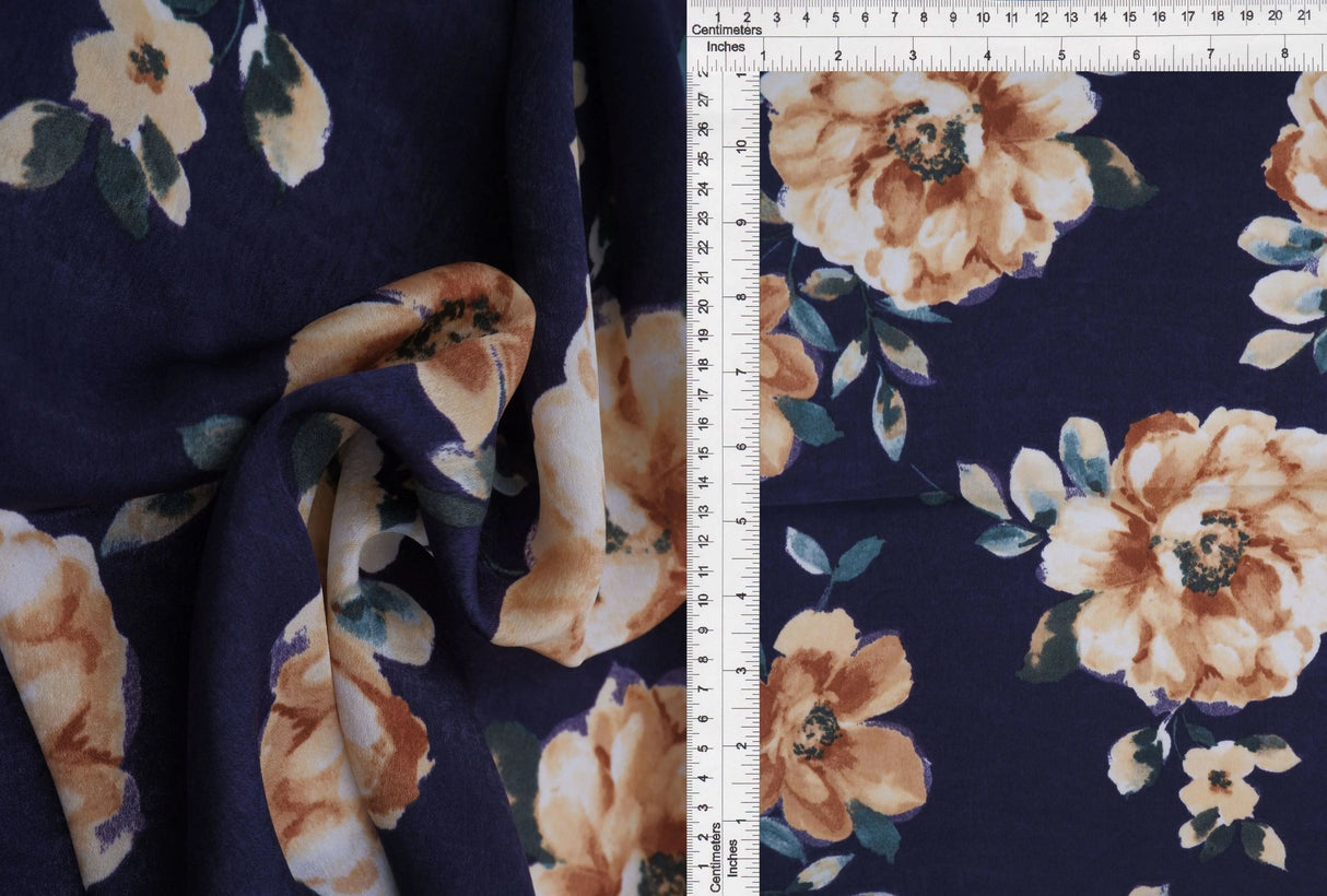 1 Yard Satin Floral Print Fabric, 57/58? Wide 100% Polyester