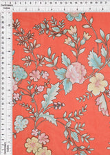 Floral Chiffon Print Fabric Orange