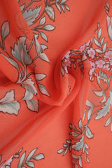 Floral Chiffon Print Fabric Orange