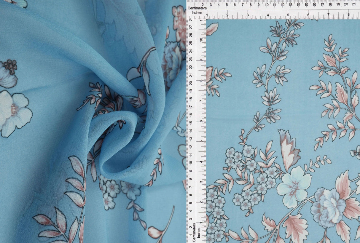 1 Yard Hi Multi Chiffon Floral Print Fabric, 57/58? Wide 100% Polyester