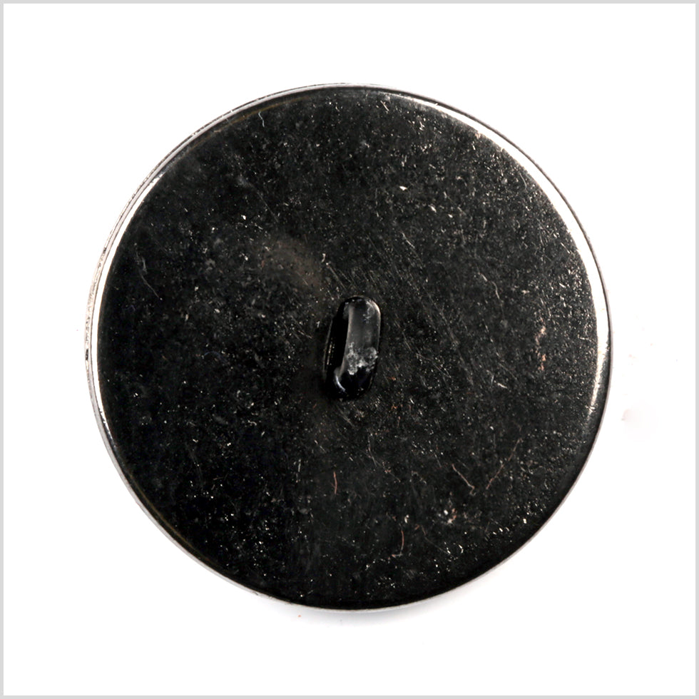 Shank Back Zamac Button - 24L/15mm - Black with Silver Metal Rim