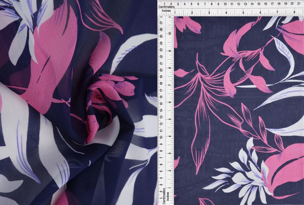 1 Yard Hi Multi Chiffon Floral Print Fabric, 57/58? Wide 100% Polyester