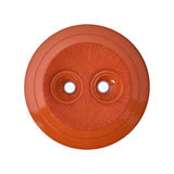 Plastic 2-Hole Button - 44L/28mm - Orange Dish Shaped with Radiating Textured Center