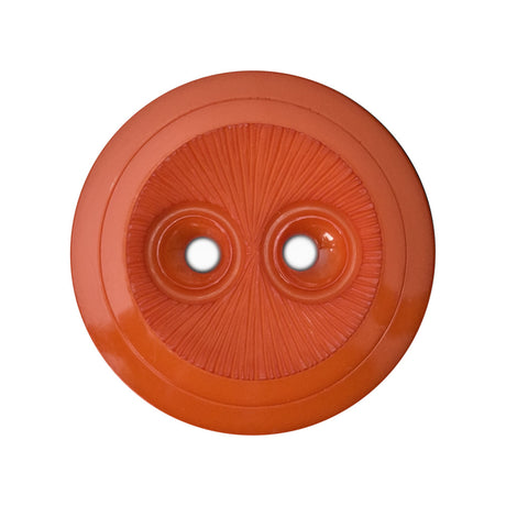 Plastic 2-Hole Button - 44L/28mm - Orange Dish Shaped with Radiating Textured Center