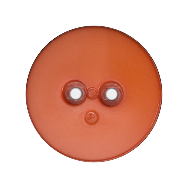 Plastic 2-Hole Button - 44L/28mm - Orange Dish Shaped with Radiating Textured Center