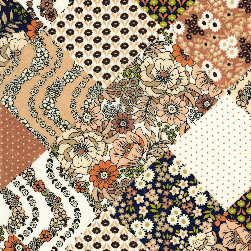 1 Yard Wool Dobby Floral Patchwork Fabric, 57/58'' Wide 100% Polyester
