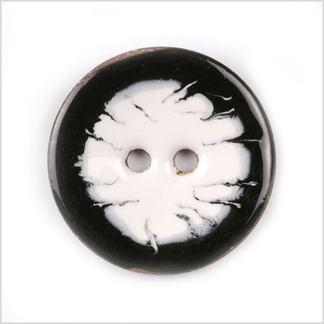 White and Black 2-Hole Coconut Button - 80L/50.8mm