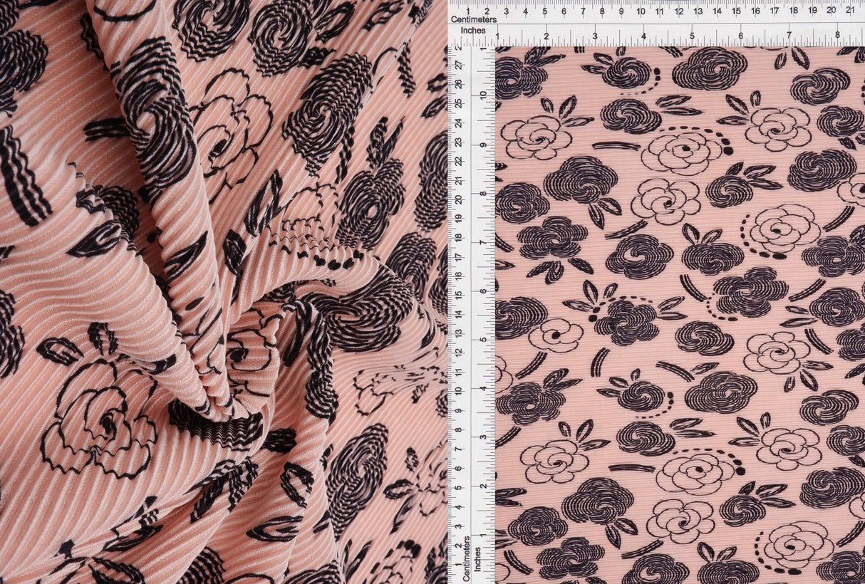 Pleated Geo Floral Interlock Knit