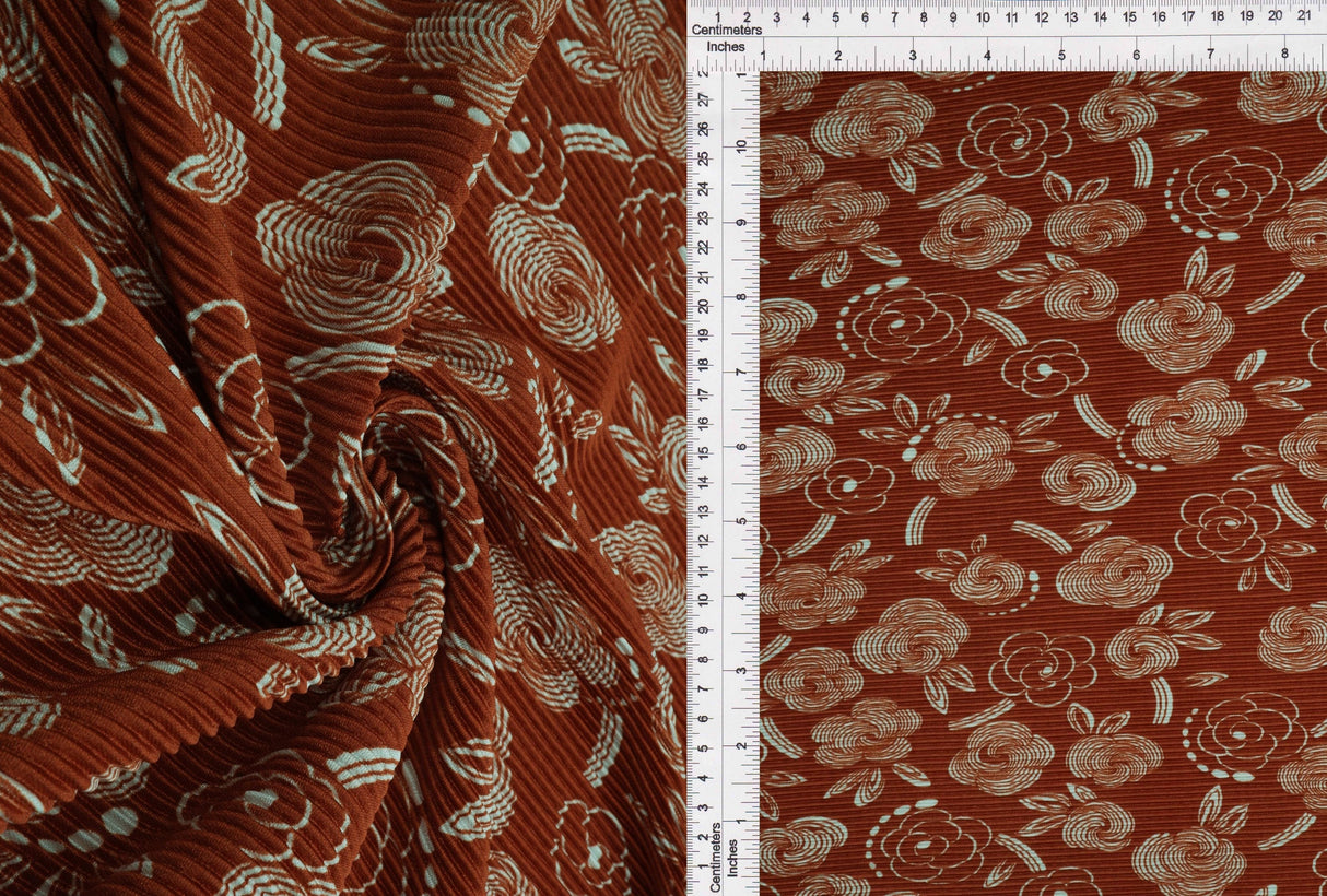 Pleated Geo Floral Interlock Knit