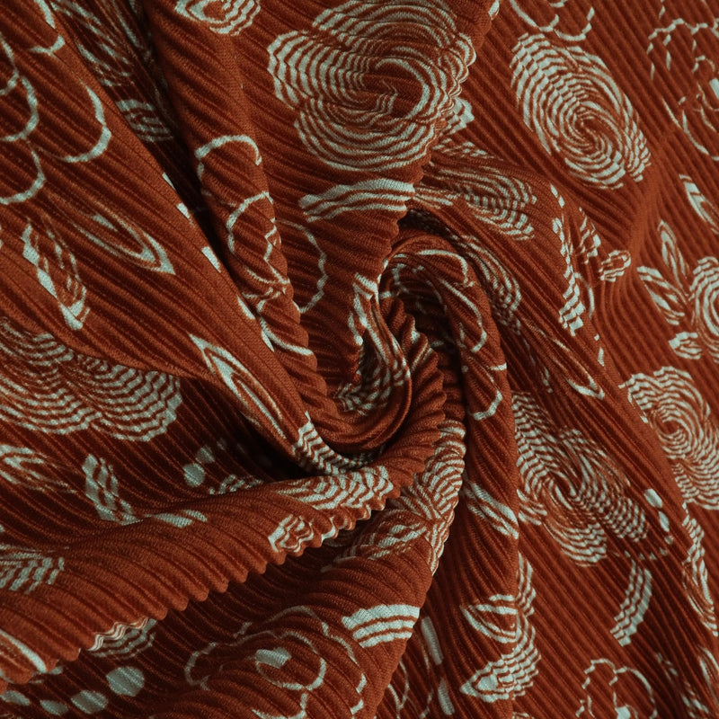 Pleated Geo Floral Fabric 100% Polyester Bodre Interlock, 58/59" Wide, Lightweight Knit