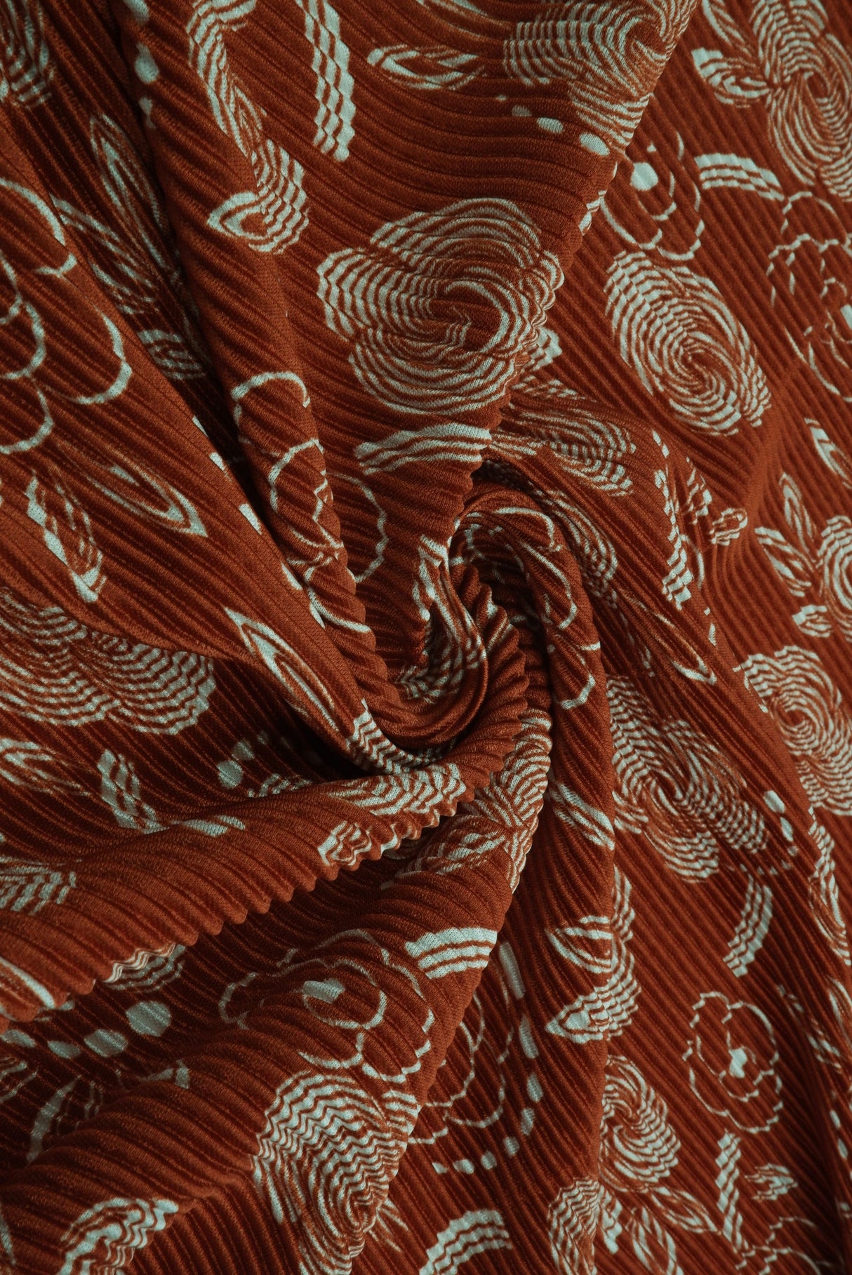 Pleated Geo Floral Interlock Knit