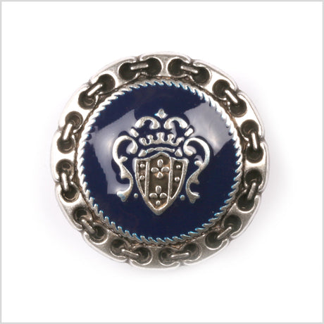 Navy and Silver Metal Blazer Crest Button - 24L/15mm