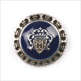 Navy and Silver Metal Blazer Crest Button - 36L/23mm