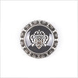 Metal Shank Back Blazer Button - 36L/23mm - Silver and Black Crest and Stitched Links Border