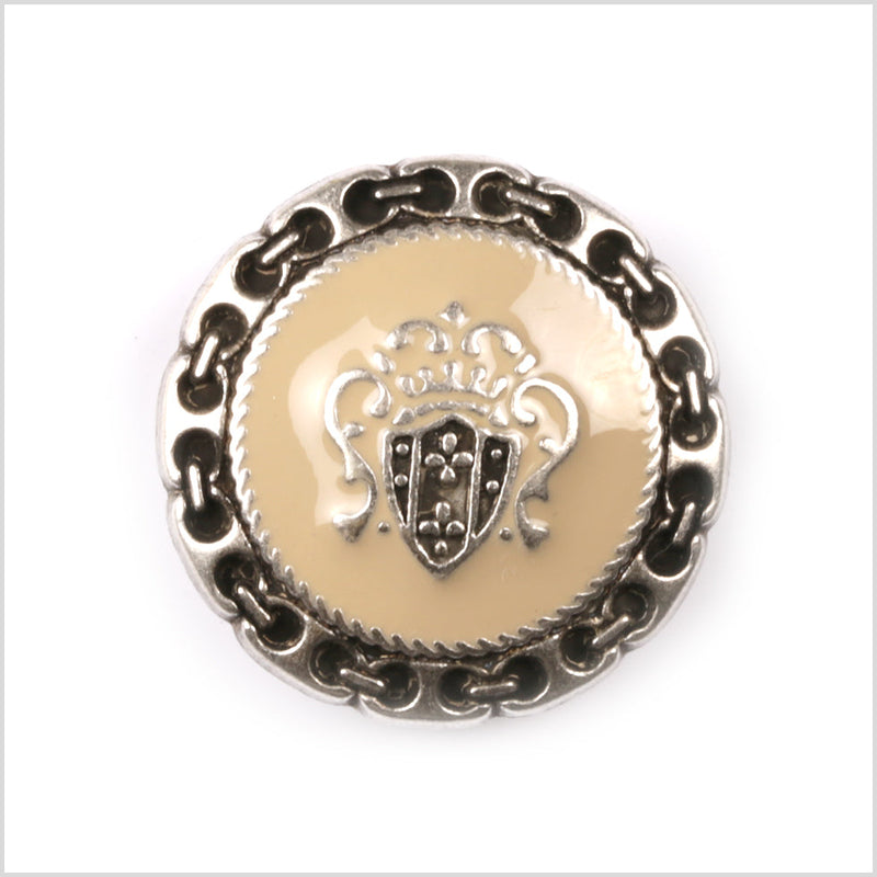 Beige and Black Metal Blazer Crest Button - 24L/15mm