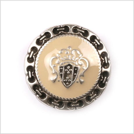 Beige and Black Metal Coat Crest Button - 44L/28mm