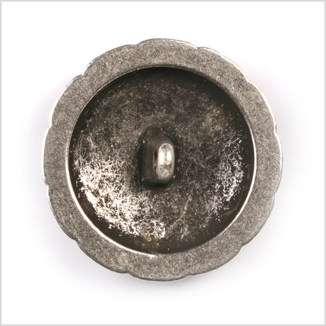 Metal Shank Back Blazer Button - 36L/23mm - Gunmetal and Black Crest and Stitched Links Border