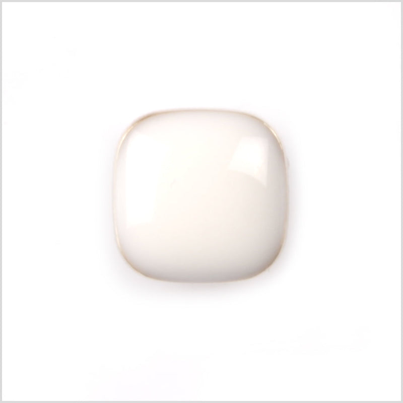Italian White and Gold Metal Square Shank Back Button - 14L/9mm
