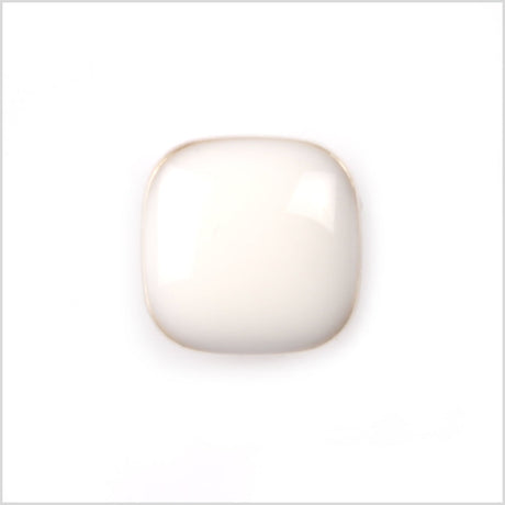 Italian White and Gold Metal Square Shank Back Button - 14L/9mm