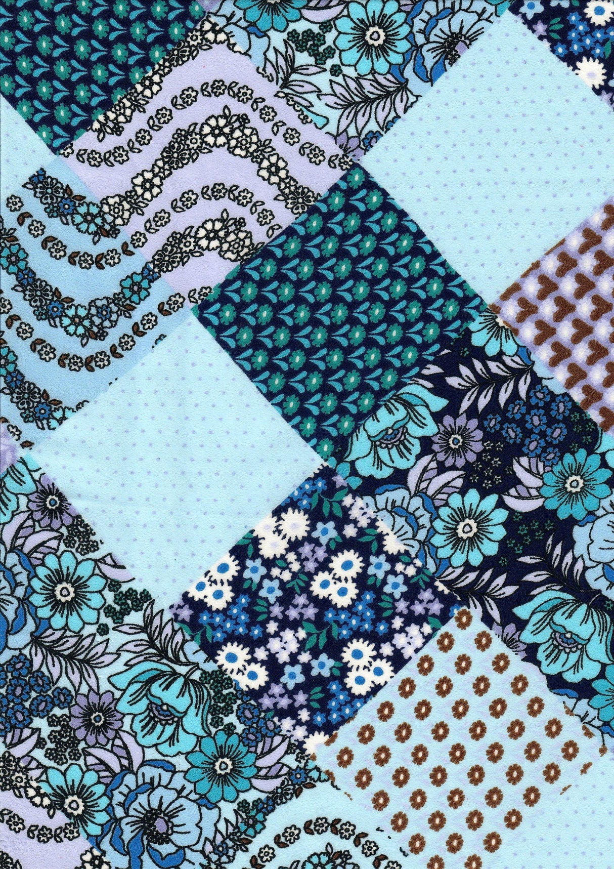 Floral Patchwork Wool Dobby Print Fabric