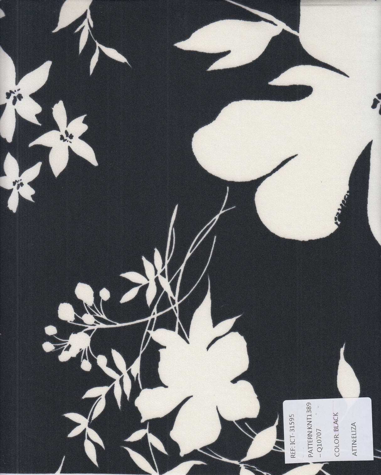 Floral Stretch Knit Fabric Black DTY