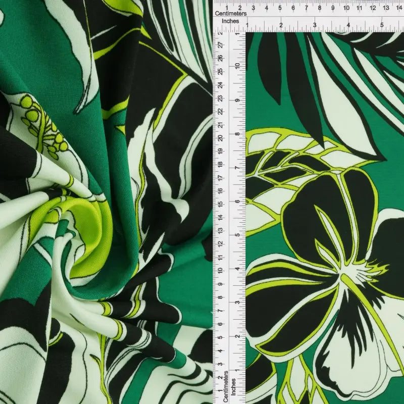 1 Yard DTY Floral Flower Print Stretch Knit Fabric 96% Polyester 4% Spandex 58/60 Inch Wide