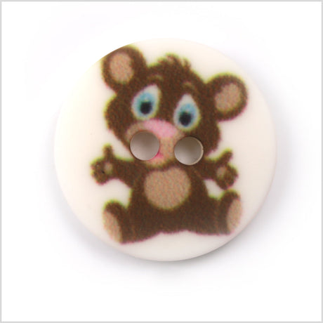 White Kids Teddy Bear Button - 24L/15mm
