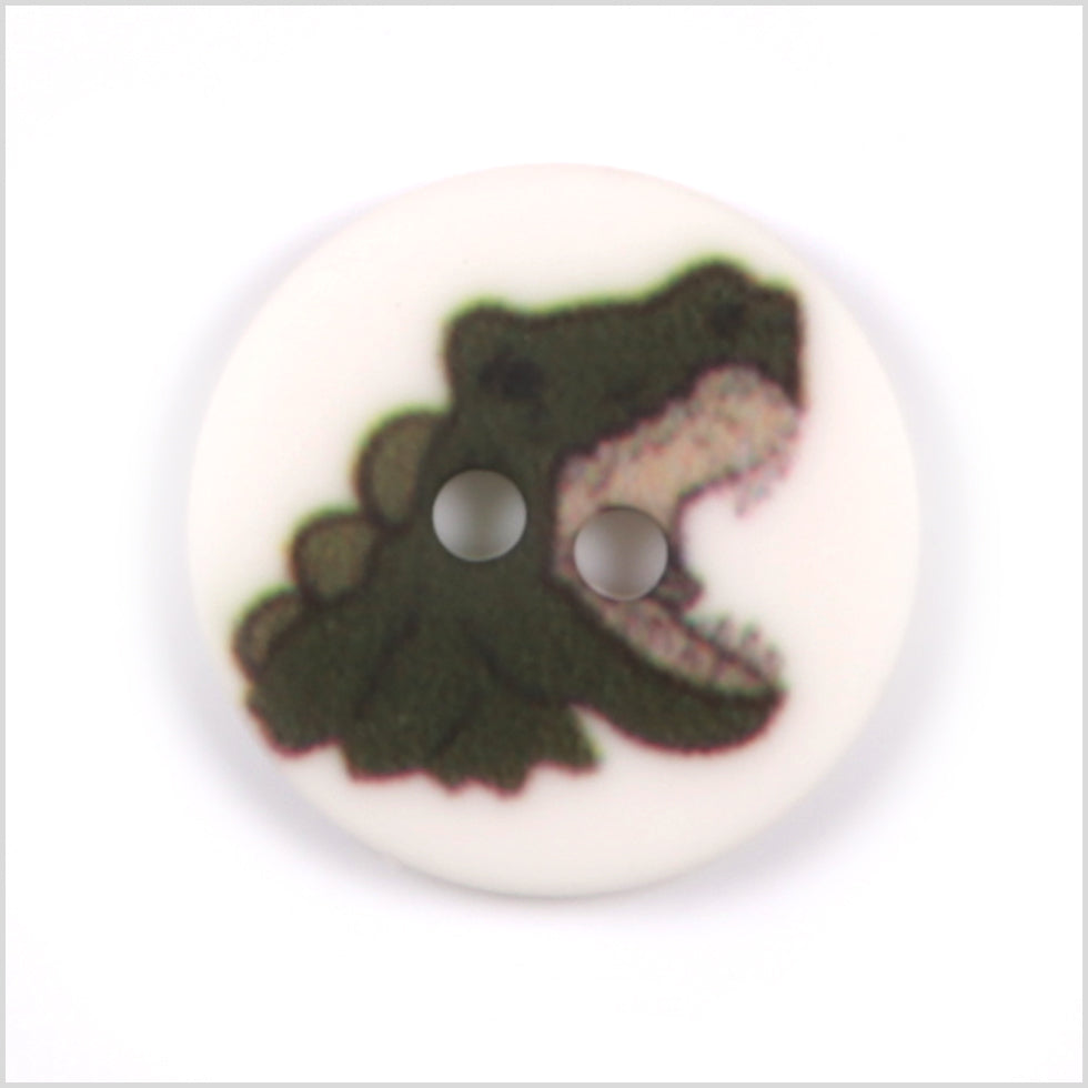 White Kids Roaring T-Rex Button - 24L/15mm