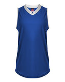 Jersey sin mangas con cuello en V para mujer de fastpitch con apertura lateral